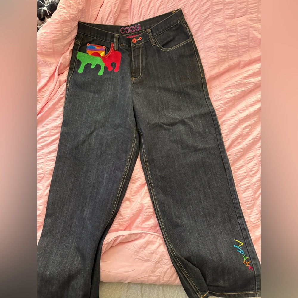 COOGI Black Jeans with Colorful Accents